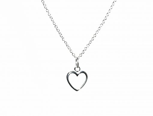 Open Heart Sterling Silver Necklace Closeup