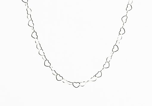 Open Heart Link Silver Necklace Close