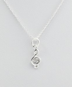 Silver Clef Musical Necklace Talisman