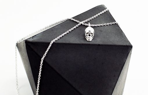 Silver Skull Charm Necklace