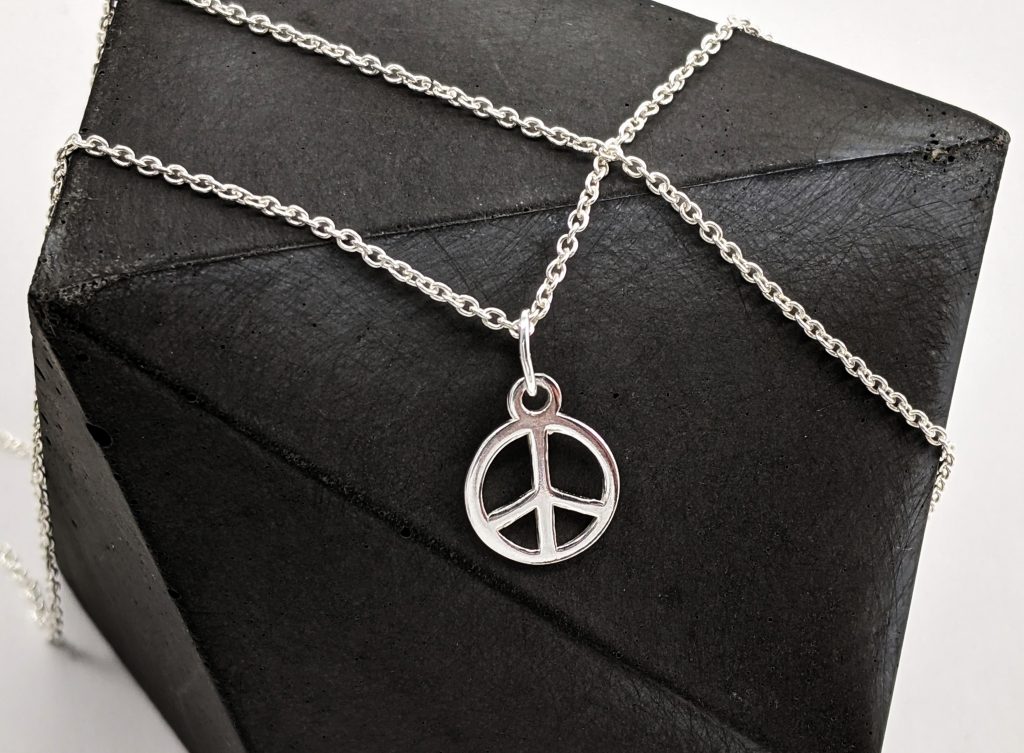 Peace Sign Silver Necklace