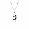 Surfboard Plam Silver Necklace