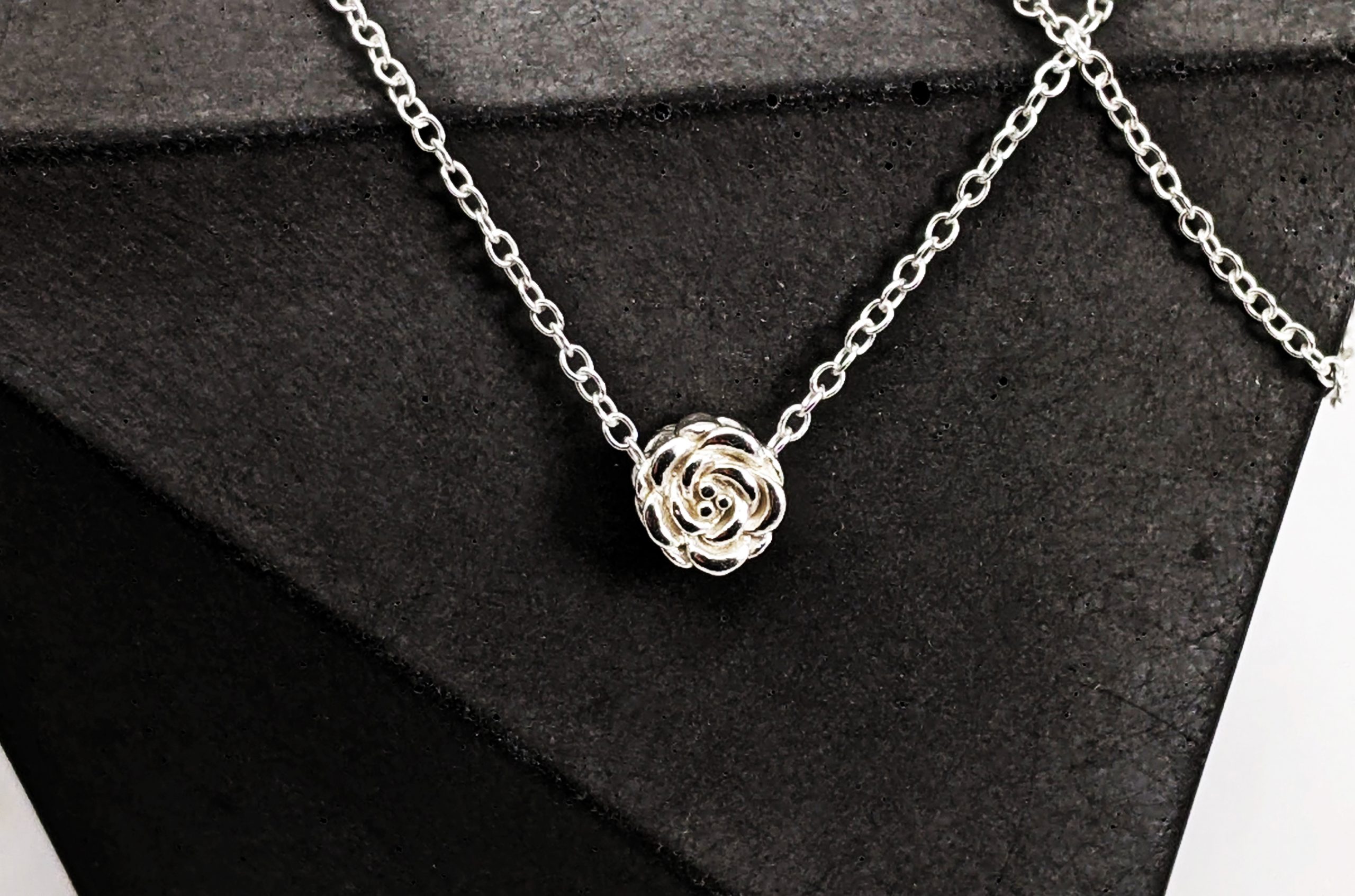 STERLING SILVER ROSE PENDANT NECKLACE - Howard's Jewelry Center