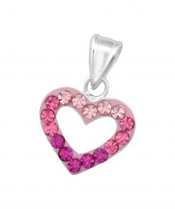 Pink Heart Silver Necklace
